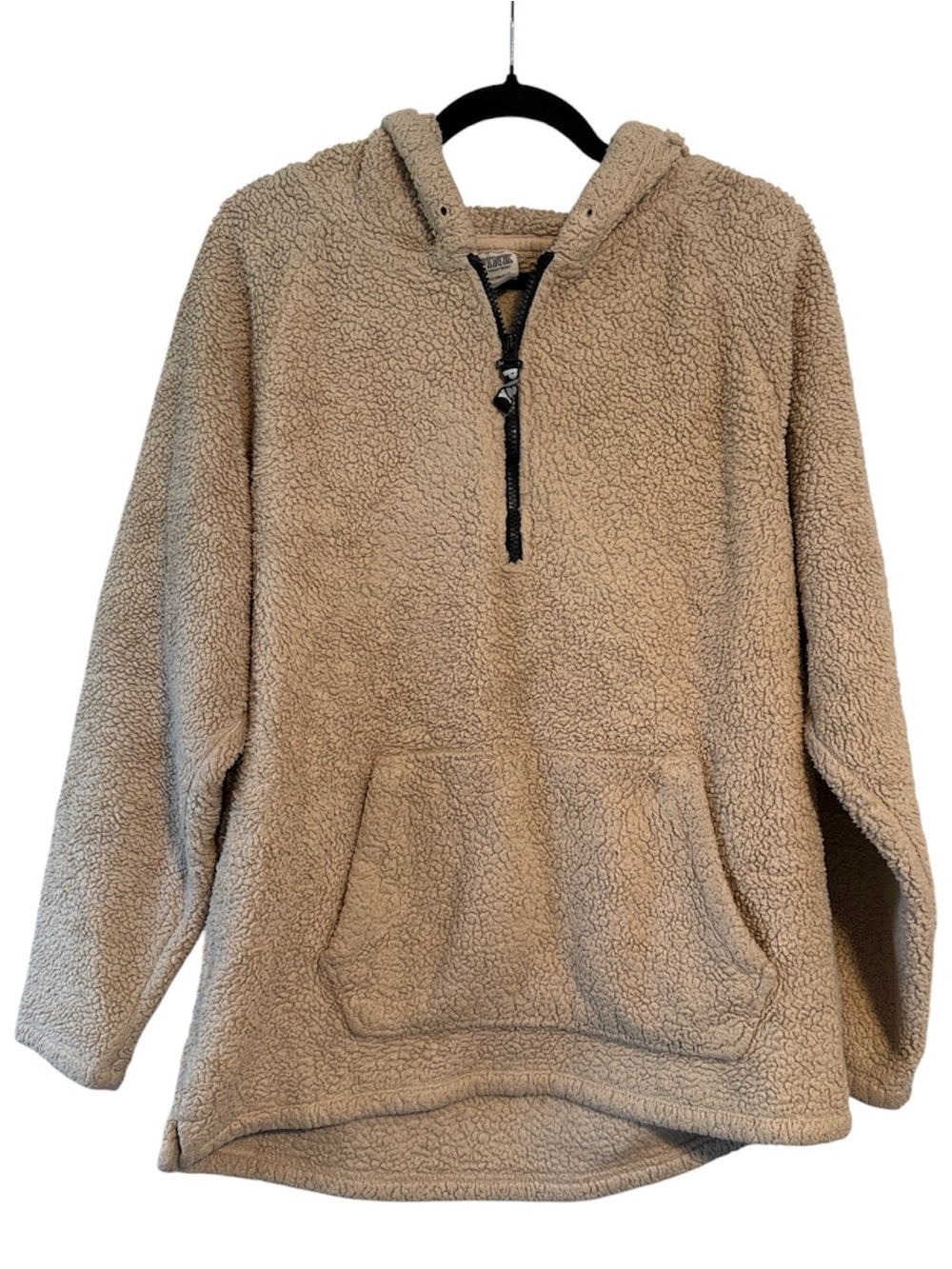 Pink Victoria’s Secret Oatmeal Colored Sherpa 1/4 Zip Pullover Hoodie